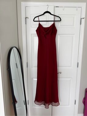 Night Way Collections Burgundy Cowl Neck Maxi Slip Dress